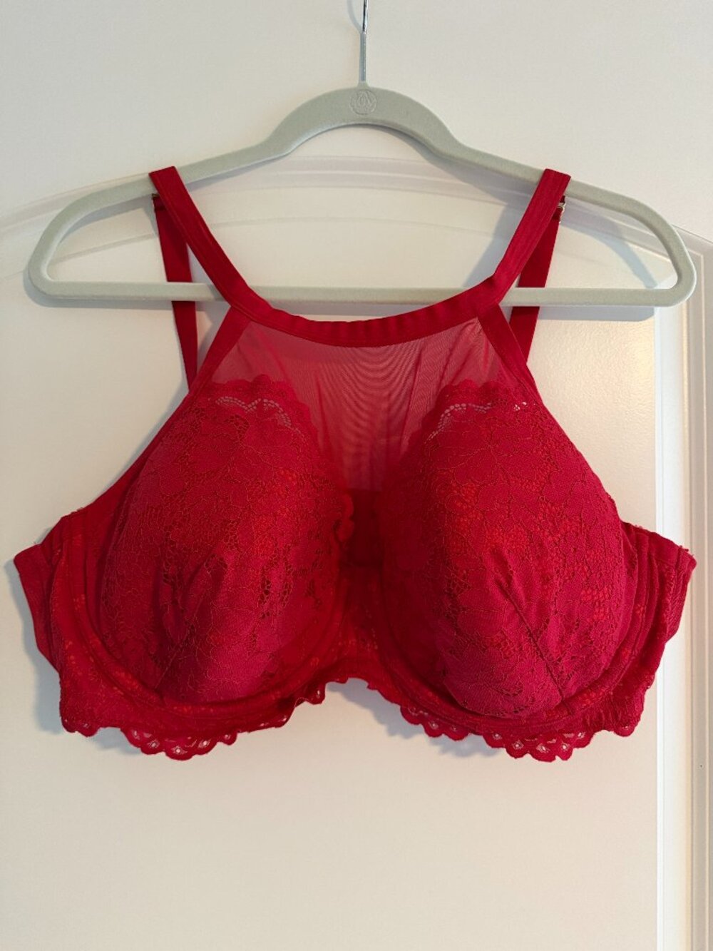 Cacique Red Lace Halter Bra 46C
